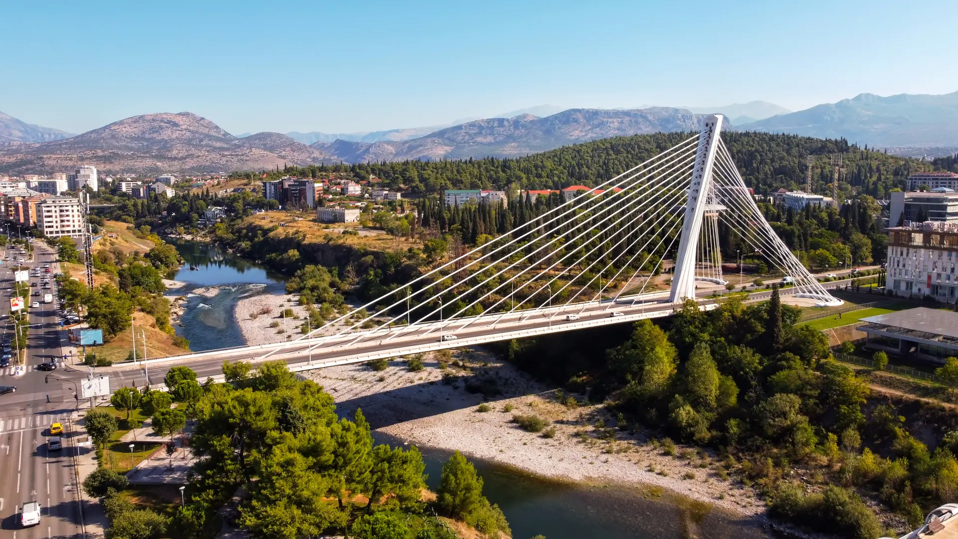 Aerial drone view podgorica montenegro