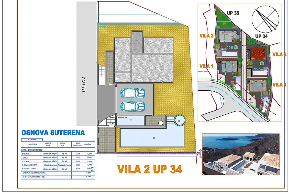 Osnova suterena vila 2 UP 34